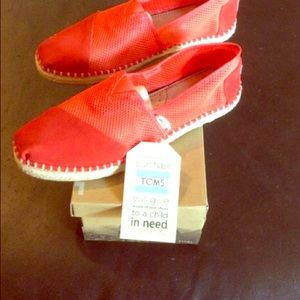 Red Suede Mesh Toms